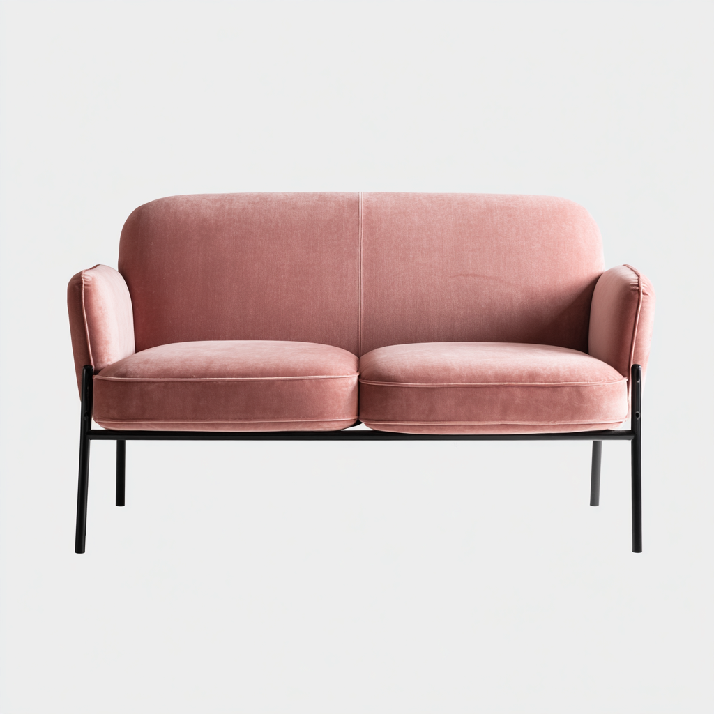 Canapé 2 places en velours 142x78x84 cm - rose - design moderne adapté au salon-Nicheuse