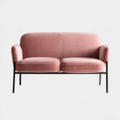 Canapé 2 places en velours 142x78x84 cm - rose - design moderne adapté au salon-Nicheuse