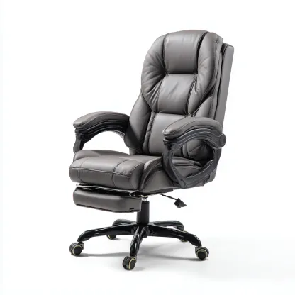 Chaise de bureau - cuir synthétique 70x70x120 cm - gris - ergonomique pour bureau - style moderne avec repose-pieds-Nicheuse