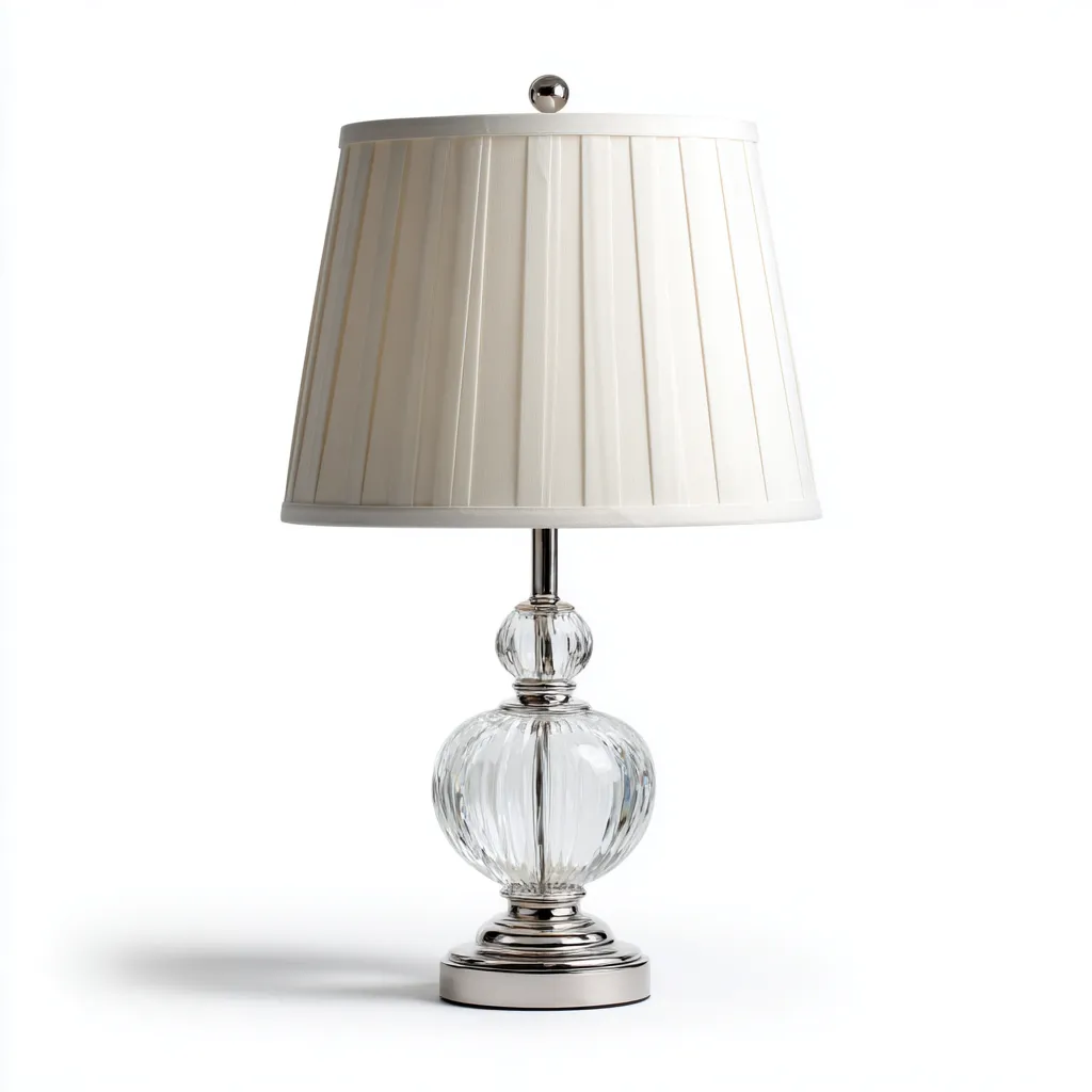 Lampe de table verre et métal 28x28x52 cm - transparent et argent - style classique pour salon-Nicheuse