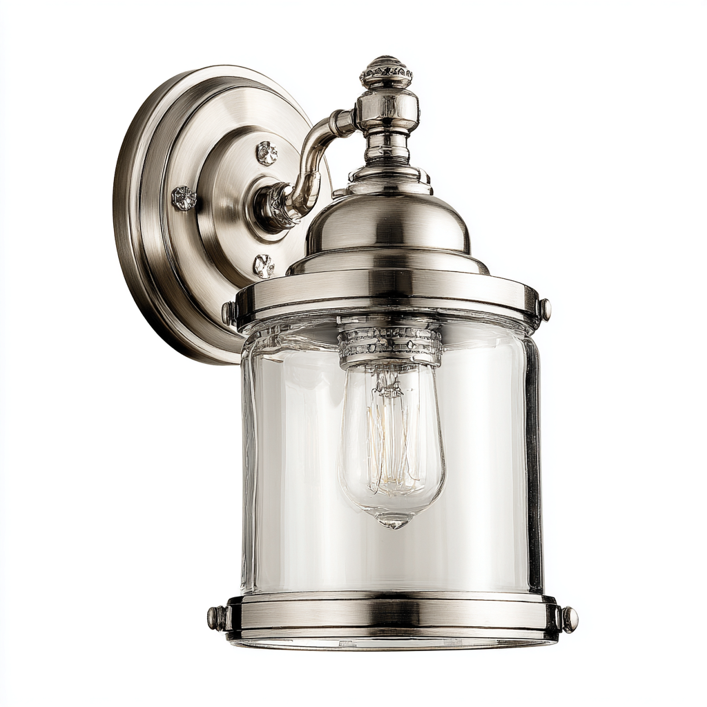 Applique murale - métal et verre - 16x12x27 cm - argent - transparent - pour salon - design classique-Shelteruna