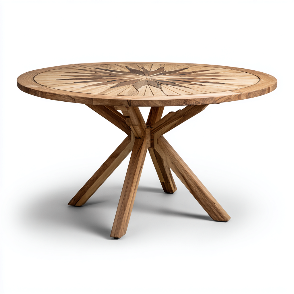 Table de jardin bois 150x150x75 cm - naturel - adaptée à l'extérieur - style artisanal-Shelteruna