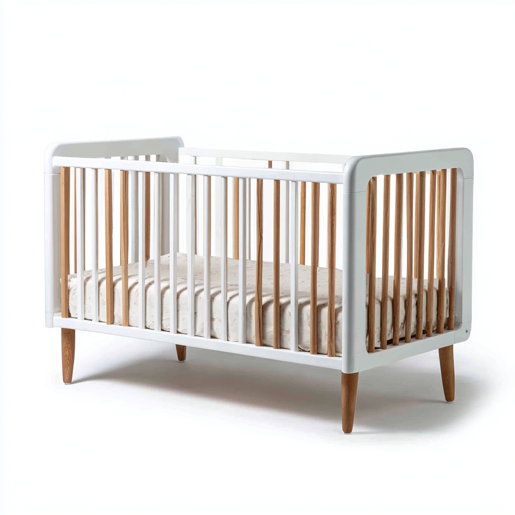 Lit bébé bois 120x60x85 cm - blanc - bois naturel - pour chambre - style scandinave-Shelteruna