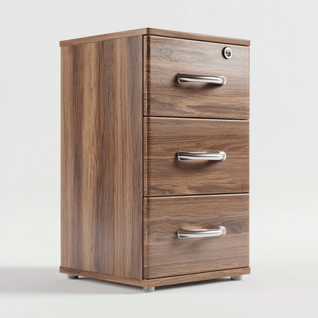 Armoire de bureau bois et MDF 45x40x75 cm - noyer - adaptée au bureau - style moderne-Shelteruna
