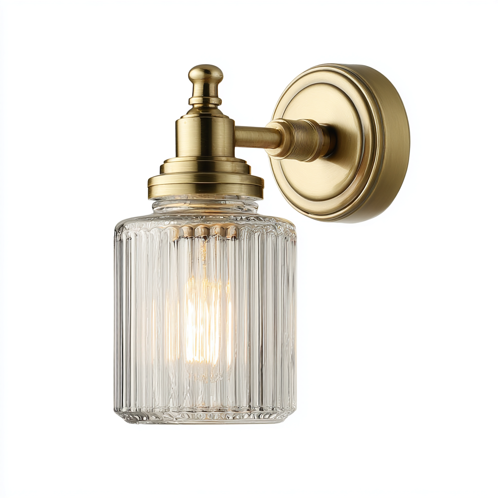 Applique murale - métal et verre - 13x11x24 cm - or - transparent - pour salon - design classique-Shelteruna