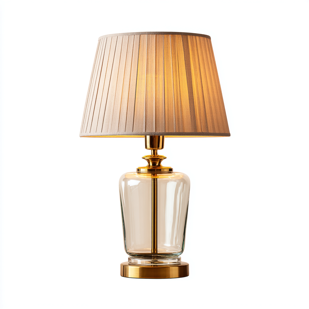 Lampe de table - verre et métal - 30x30x55 cm - beige - or - pour salon - design classique-Shelteruna