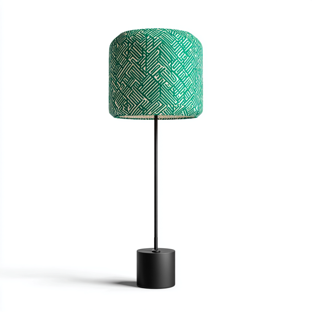 Lampadaire métal et tissu 28x28x150 cm - vert - noir - style moderne - pour salon-Shelteruna
