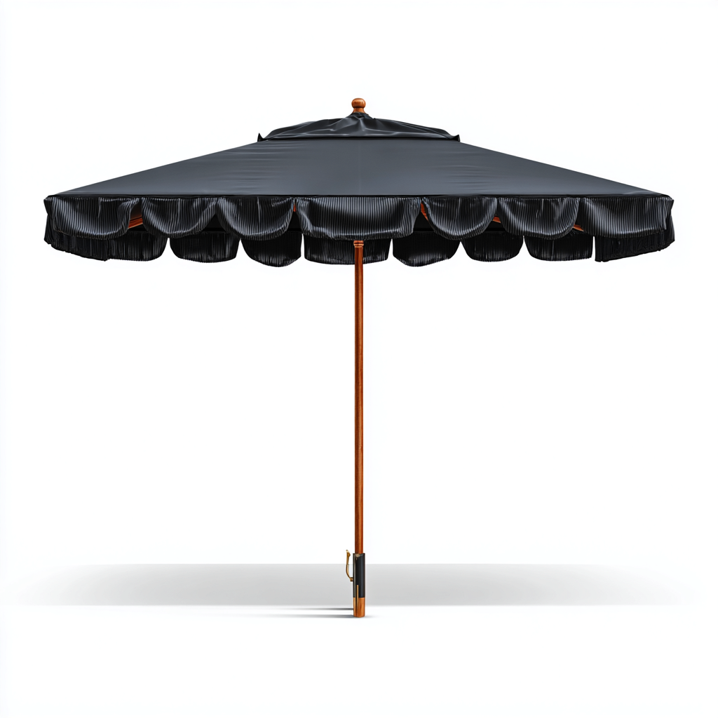 Parasol de jardin - polyester - bois - 280x280x260 cm - noir - bois - pour extérieur - design classique-Shelteruna