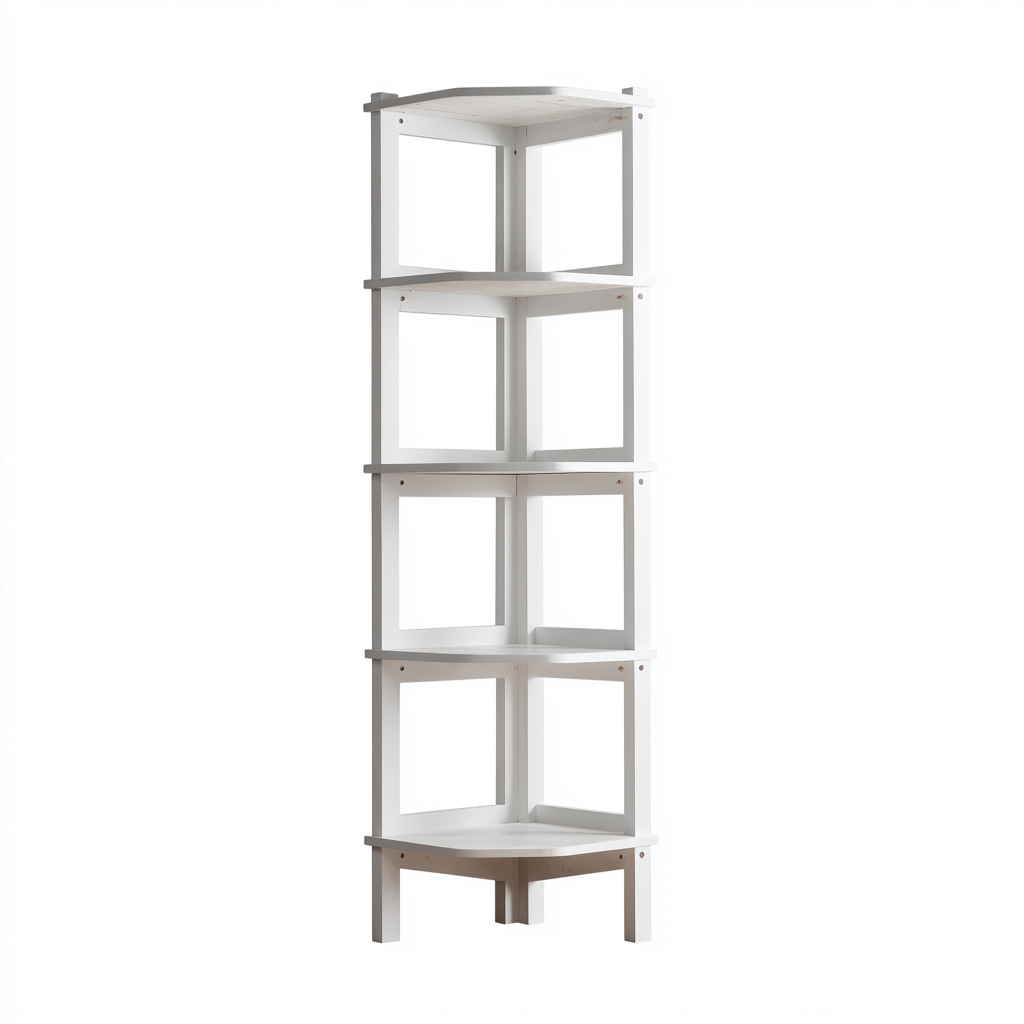 Bibliothèque d'angle 60x60x180 cm - bois- style contemporain - Blanc - adapté au bureau-Shelteruna