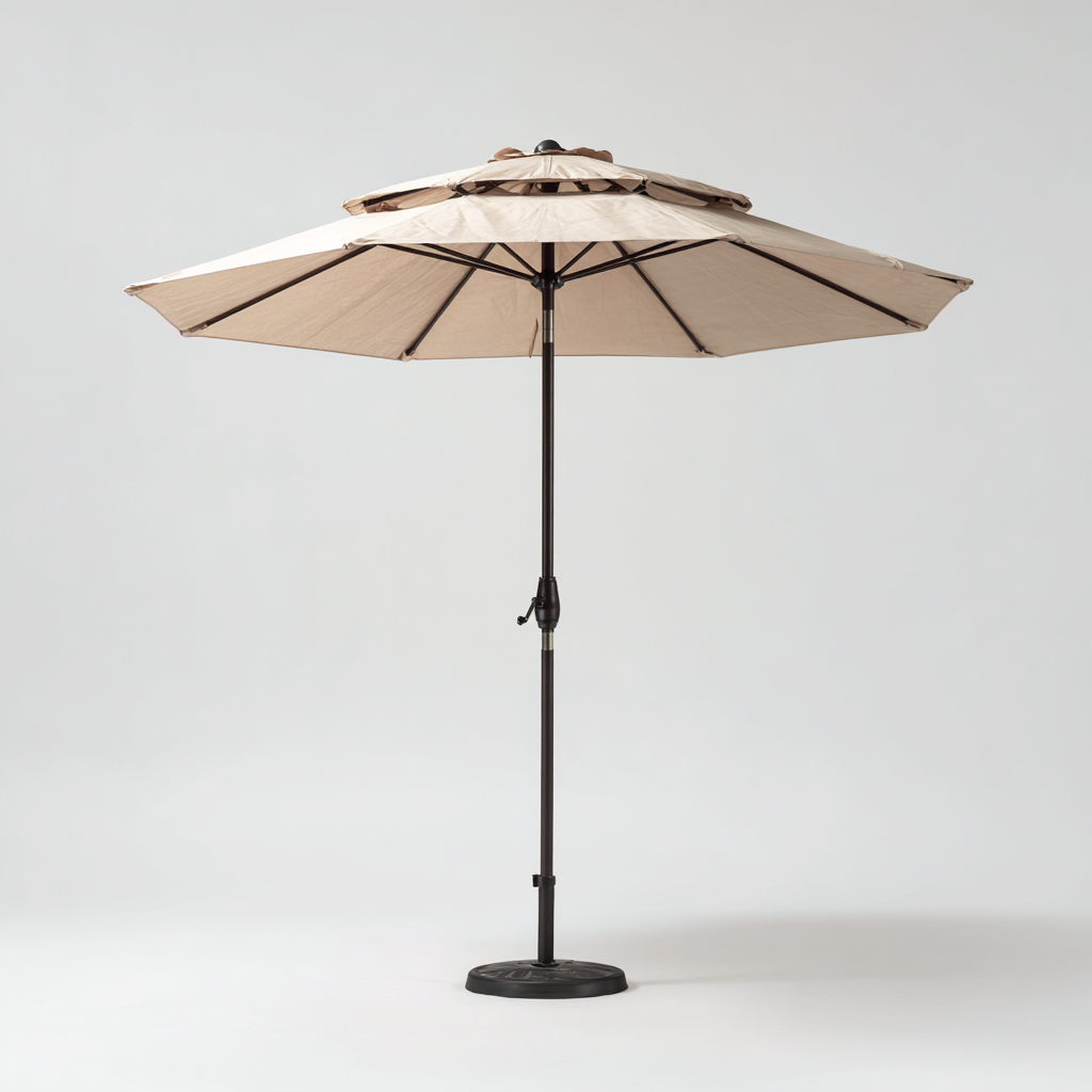 Parasol de jardin - polyester - métal - 280x280x260 cm - beige - noir - pour extérieur - design classique-Shelteruna