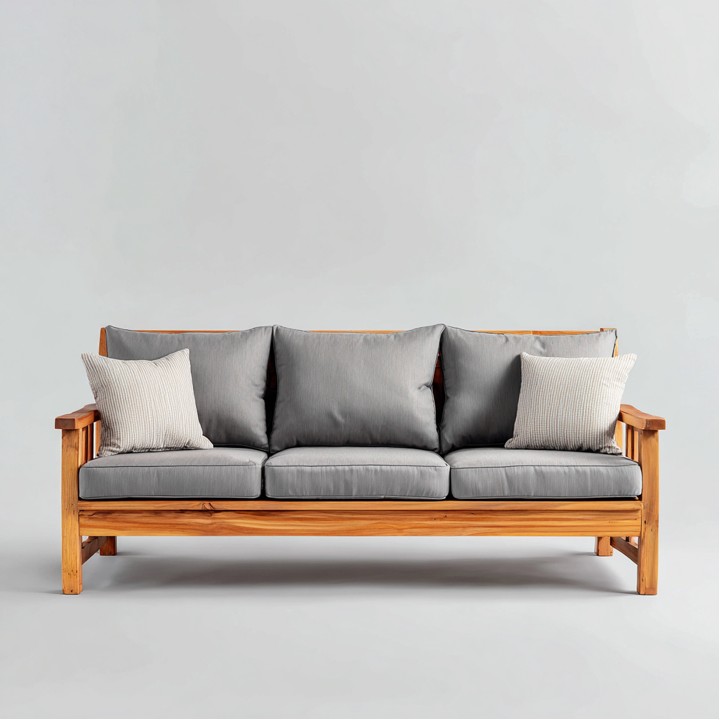 Canapé de jardin bois et tissu 185x75x85 cm - gris - bois - style moderne - pour extérieur-Shelteruna
