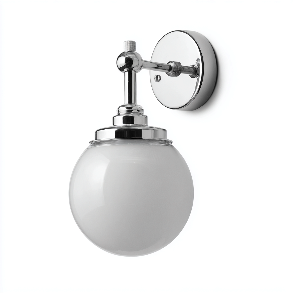 Applique murale - métal et verre - 14x12x22 cm - chrome - blanc - pour salon - design moderne-Shelteruna