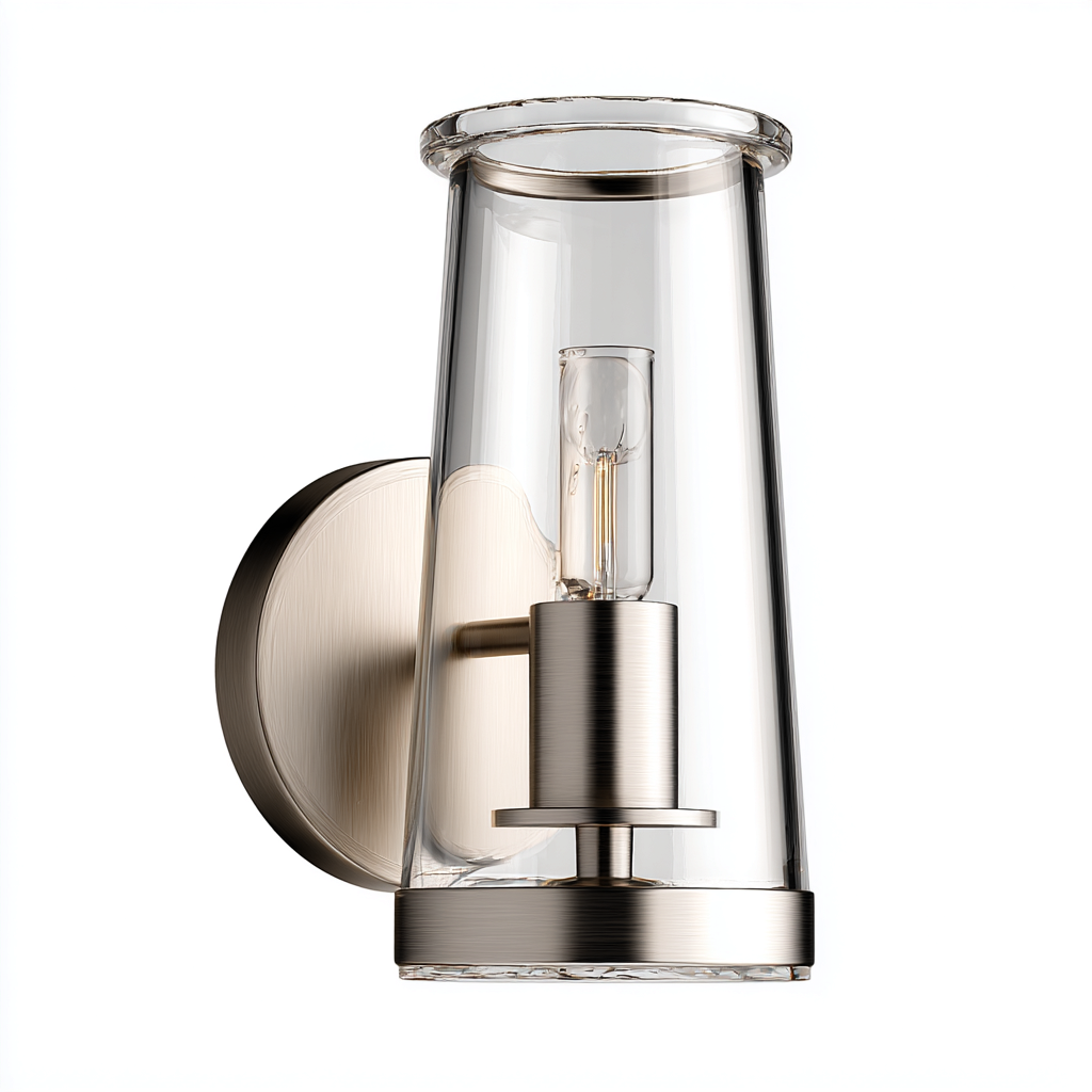 Applique murale - métal et verre - 14x11x26 cm - argent - transparent - pour salon - design moderne-Shelteruna