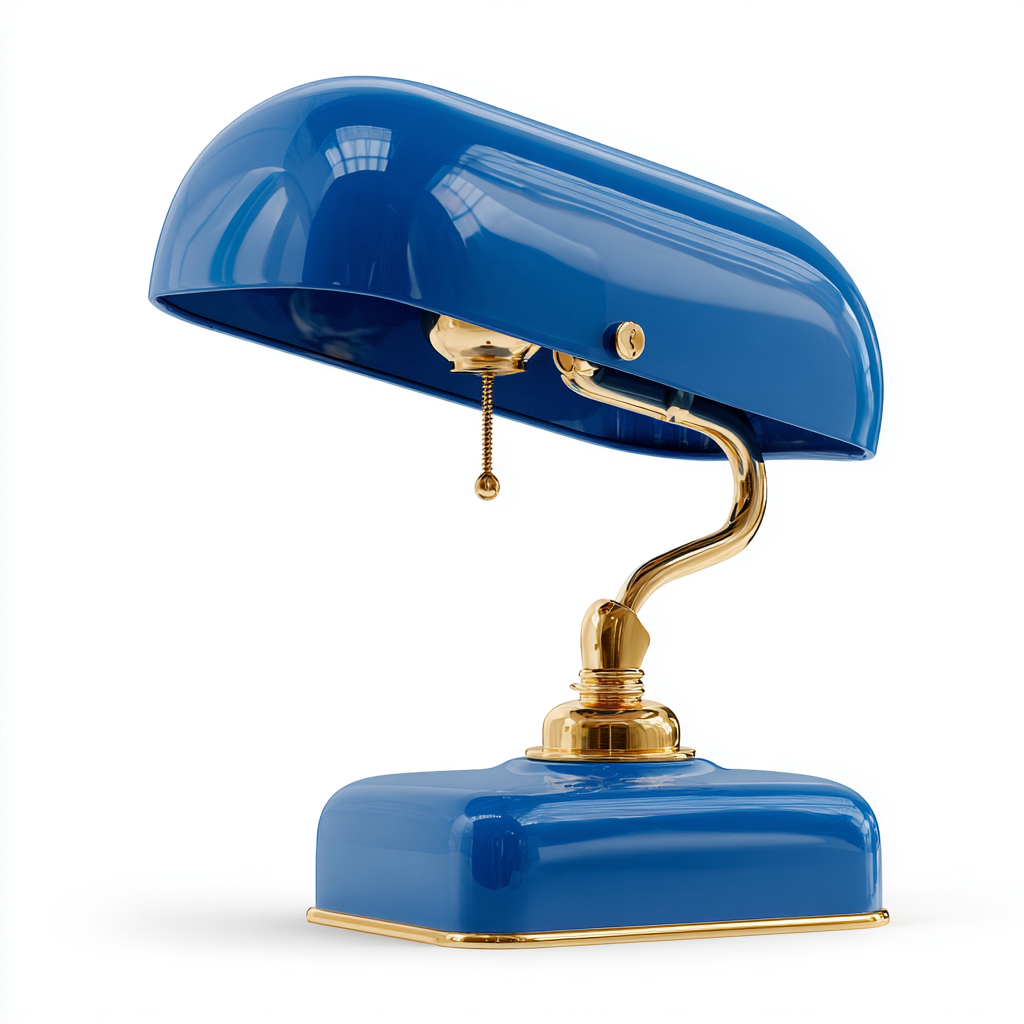 Lampe de table - métal - 22x18x32 cm - bleu - or - pour bureau - style classique-Shelteruna