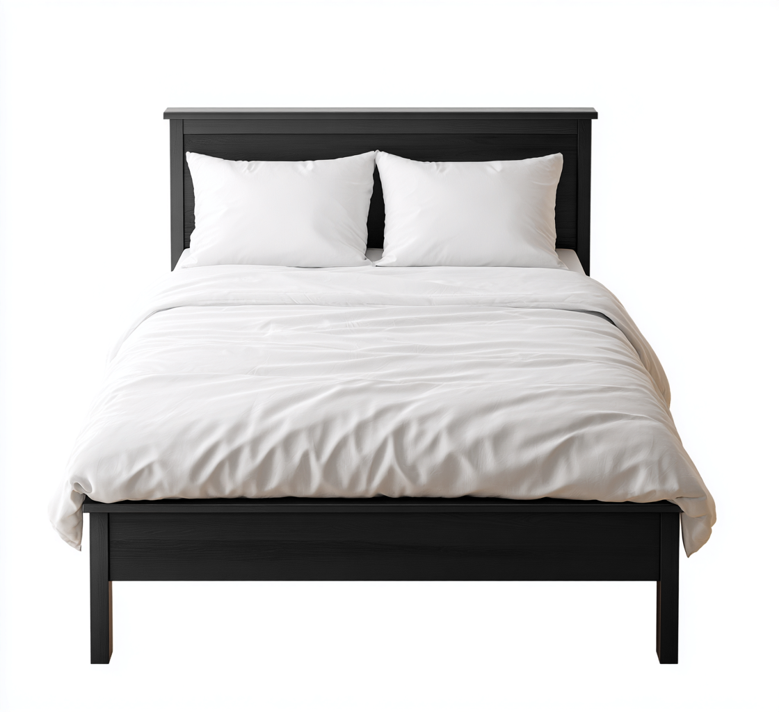 Lit double bois massif 200x180x76 cm noir cadre classique pour chambre style moderne-Shelteruna