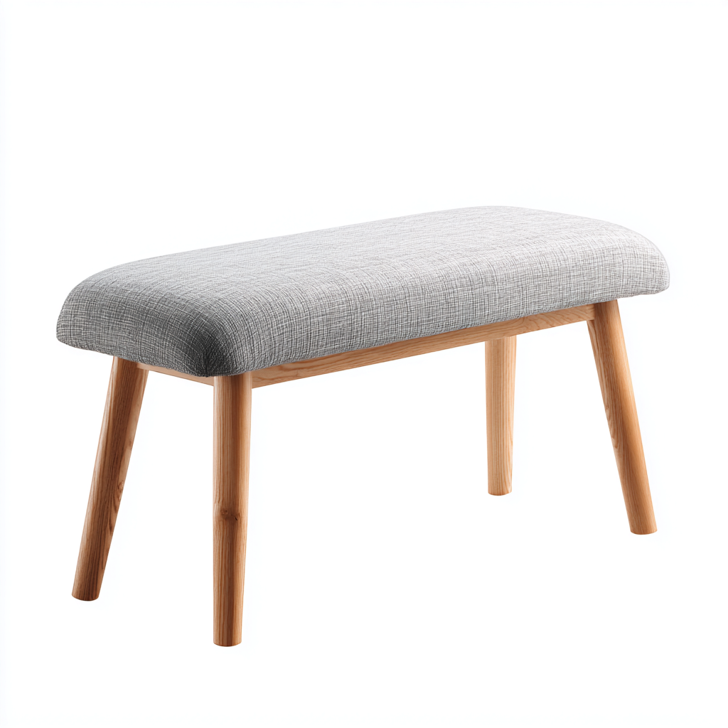 Banc de lit bois - tissu 95x35x45 cm - gris - bois - adapté à la chambre - design moderne-Shelteruna