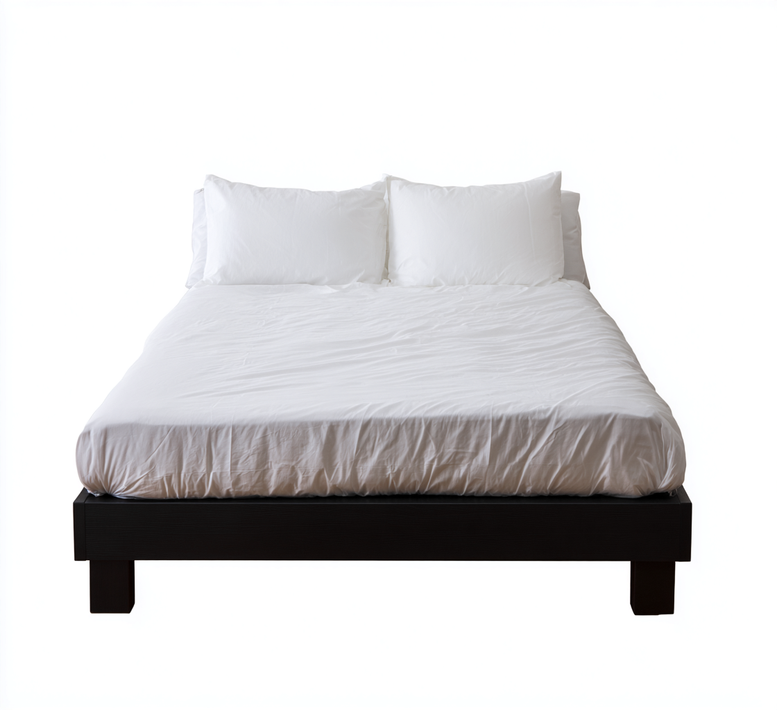 Lit double bois massif 200x180x74 cm noir cadre bas pour chambre design moderne-Shelteruna