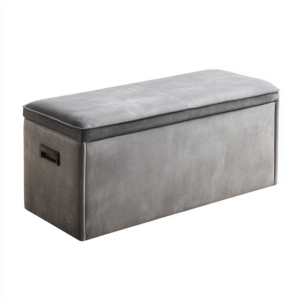 Banc de lit tissu 100x40x45 cm - gris - adapté à la chambre - avec rangement - design moderne-Shelteruna