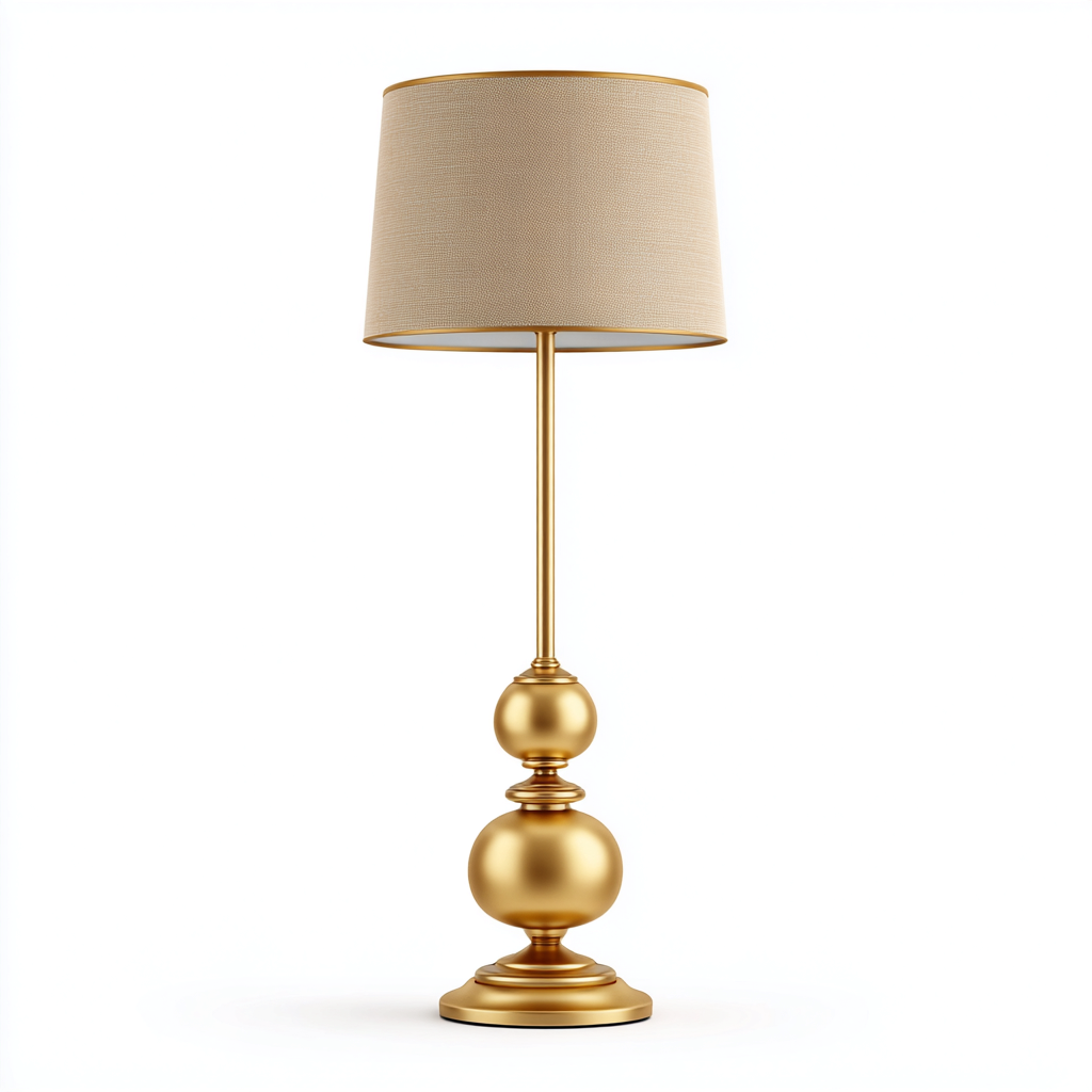 Lampadaire métal et tissu 30x30x150 cm - beige - or - style classique - pour salon-Shelteruna