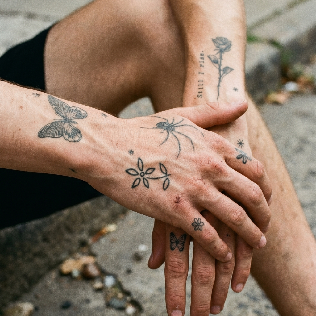 Semi-Permanent Tattoo Sticker - Gothic Butterfly, Swallow, Spider & Rose