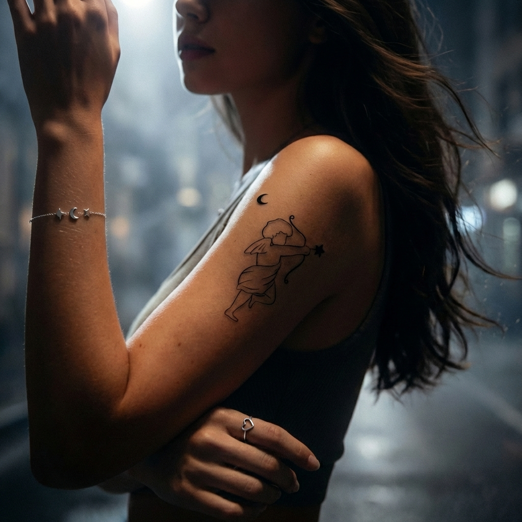 Celestial Archer Cupid Temporary Tattoo