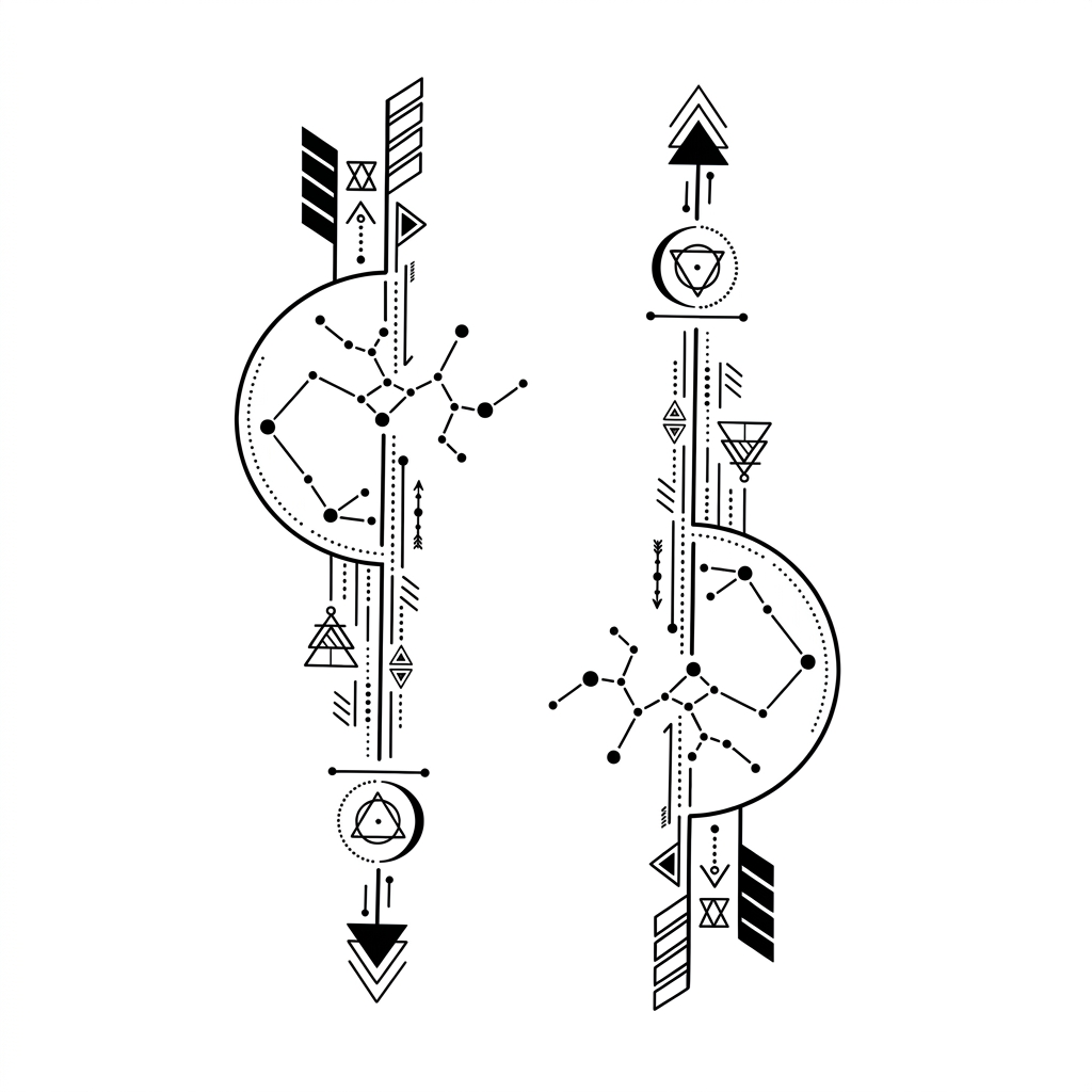 Geometric Constellation & Arrow Semi-Permanent Tattoo Sticker