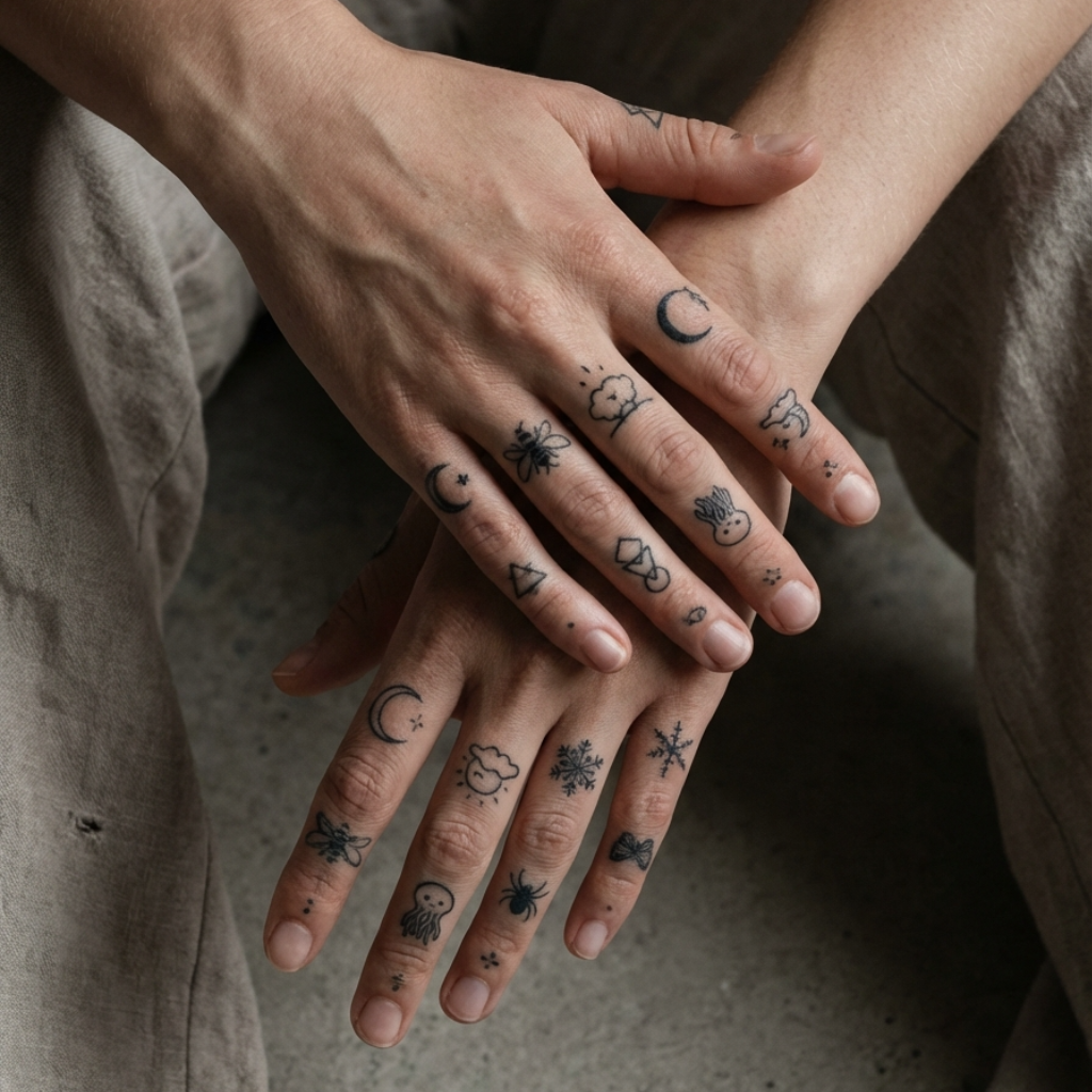 Semi-Permanent Tiny Finger Tattoos
