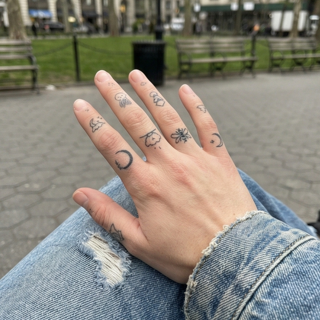 Semi-Permanent Tiny Finger Tattoos