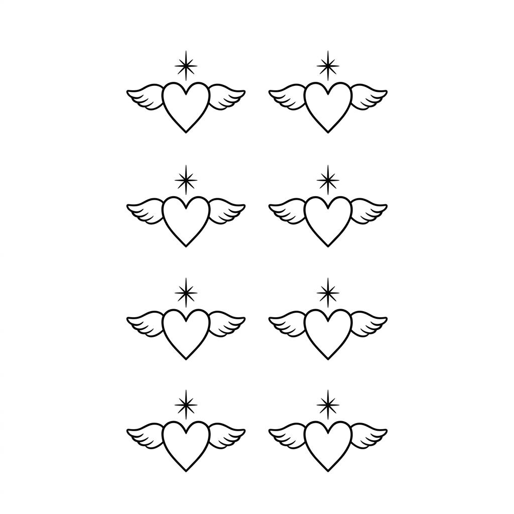 Celestial Winged Heart Temporary Tattoo