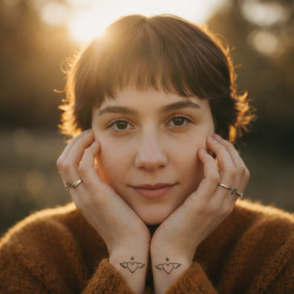 Celestial Winged Heart Temporary Tattoo