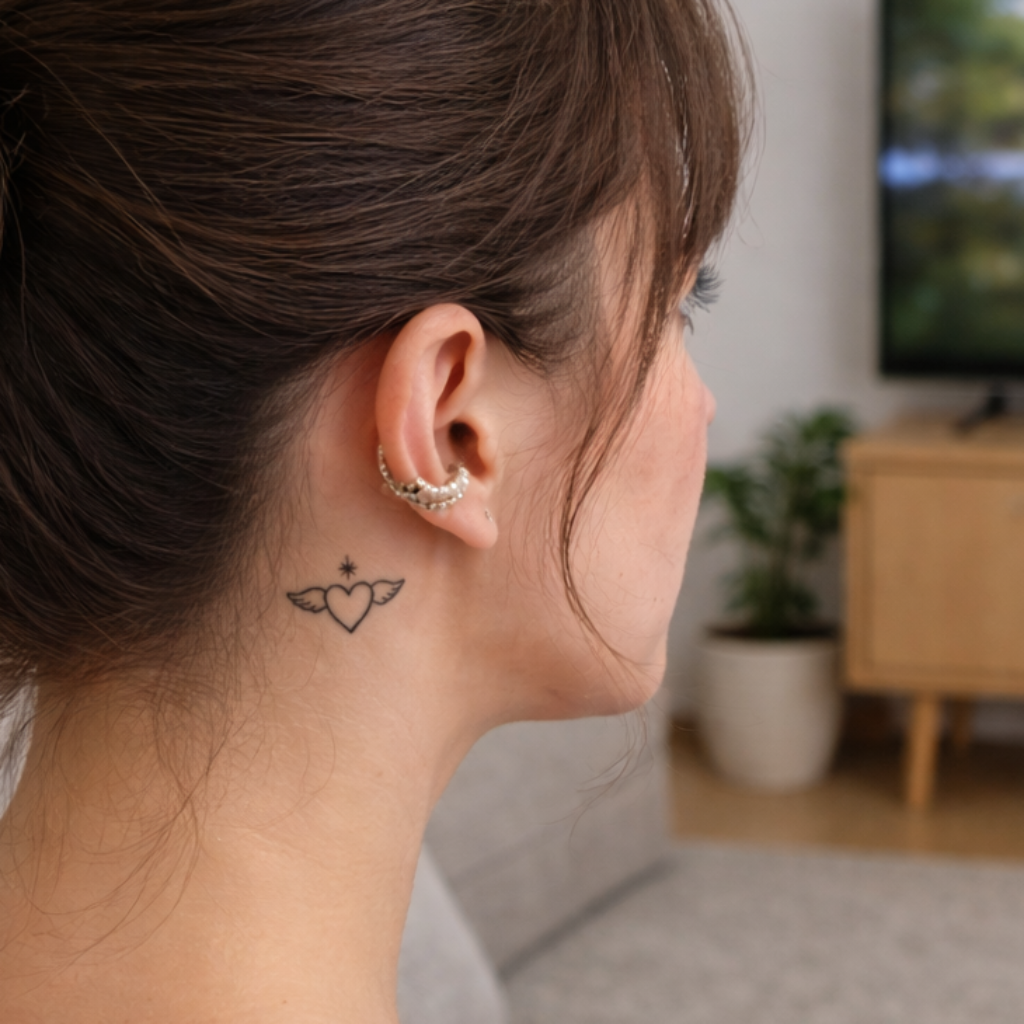 Celestial Winged Heart Temporary Tattoo