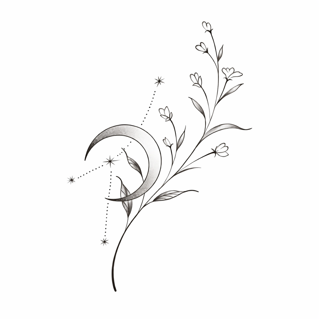 Minimalist-Celestial Flora-Temporary-tattoo