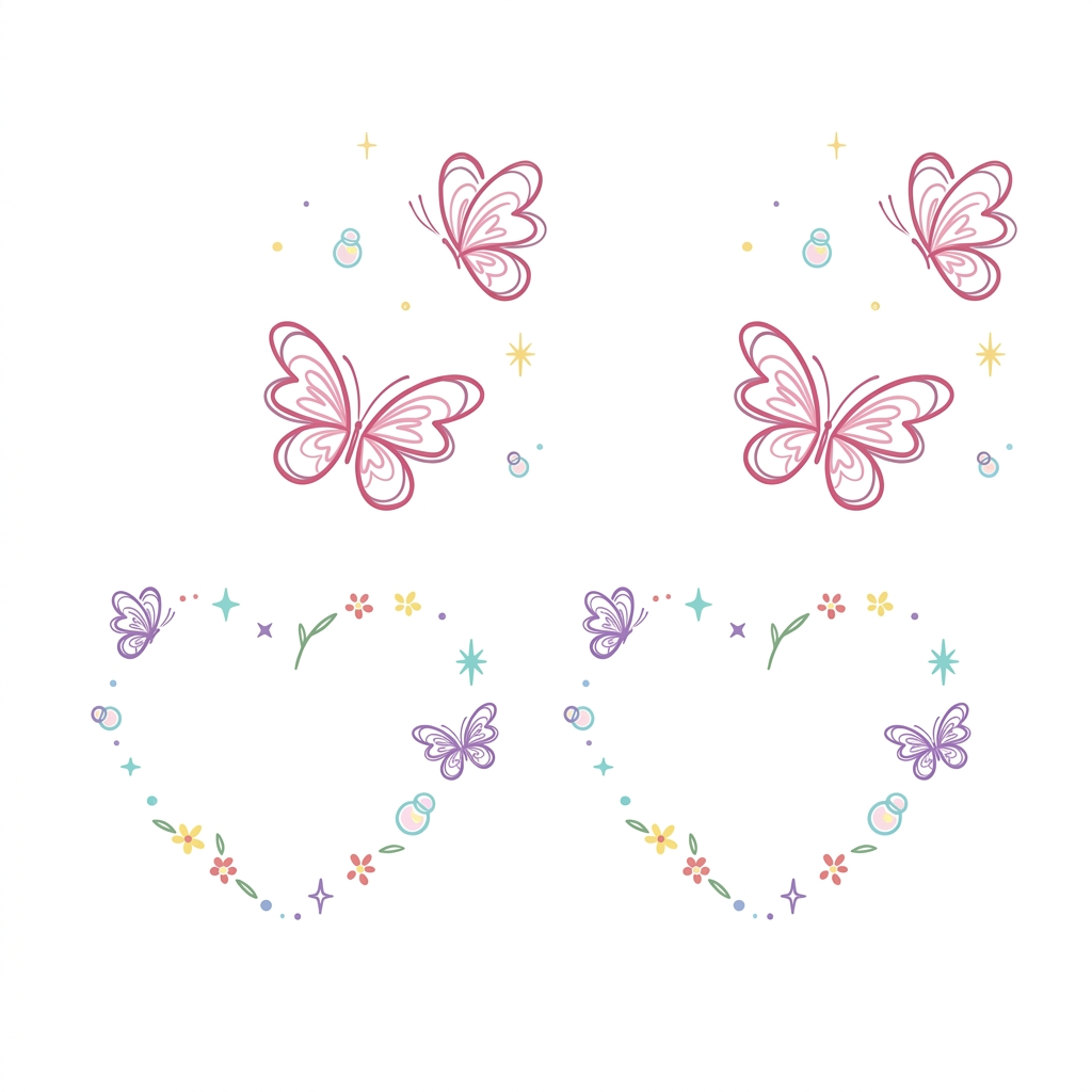 Colorful Butterfly & Heart Temporary Tattoo