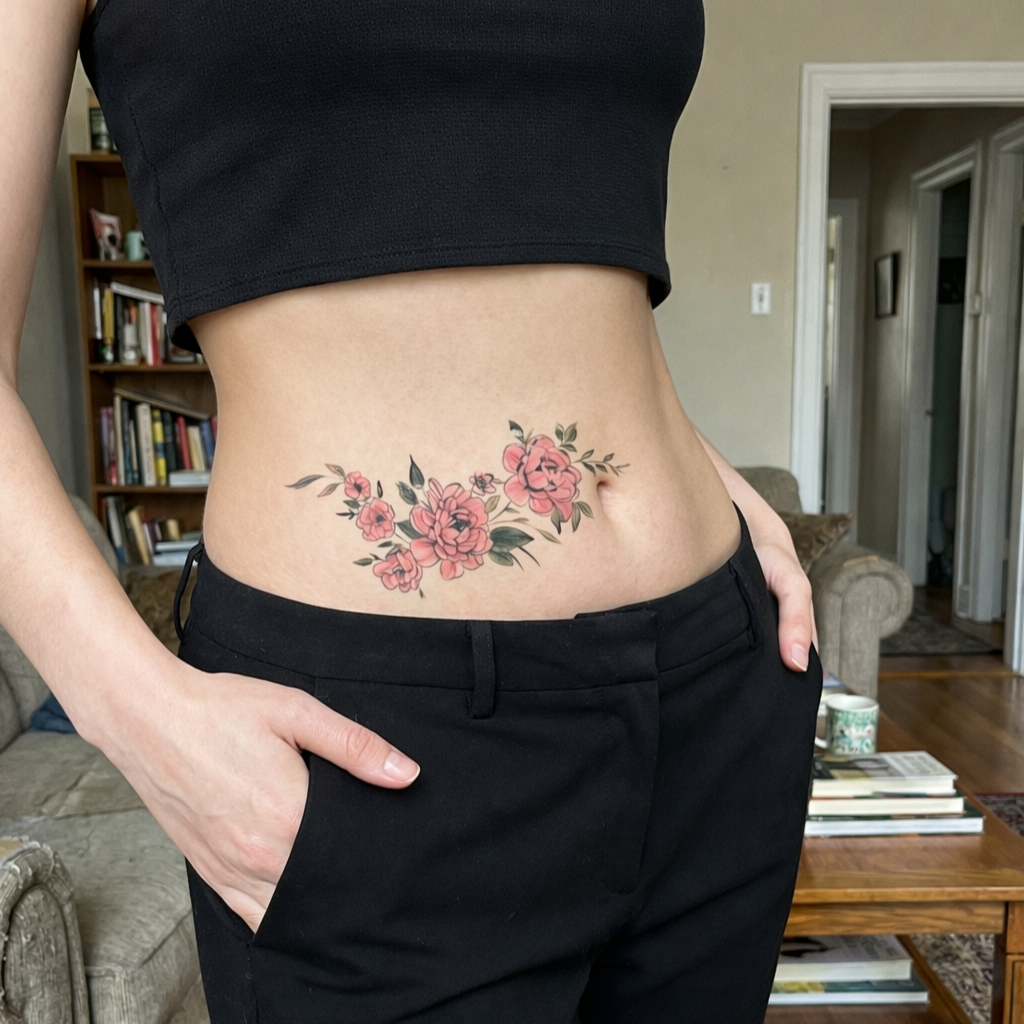 Eternal Bloom | Soft Pink Rose & Peony Body Art