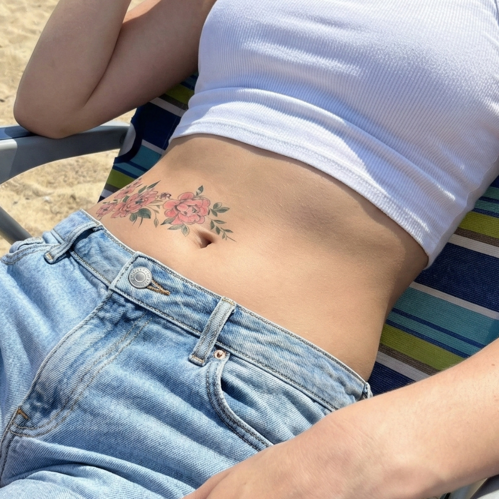 Eternal Bloom | Soft Pink Rose & Peony Body Art
