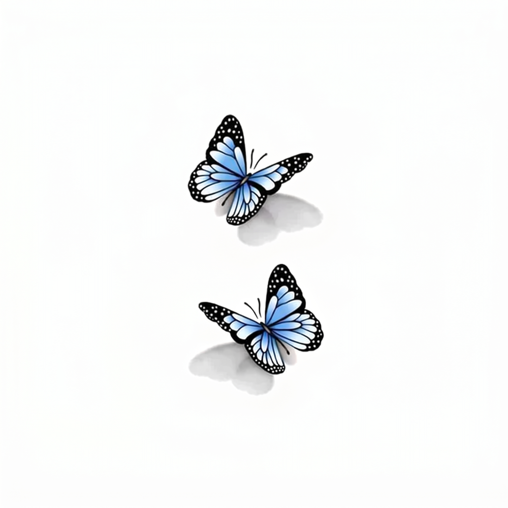 3D Vivid Blue Butterfly Semi-Permanent Tattoo