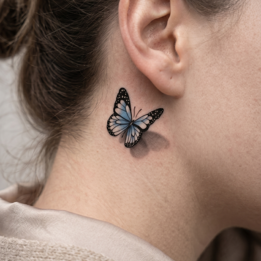 3D Vivid Blue Butterfly Semi-Permanent Tattoo