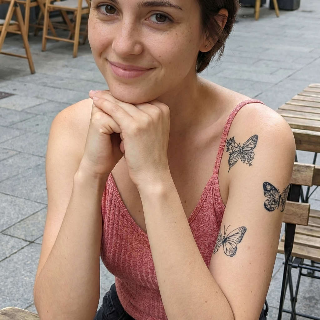 Floral Butterfly Semi-Permanent Tattoo Sticker
