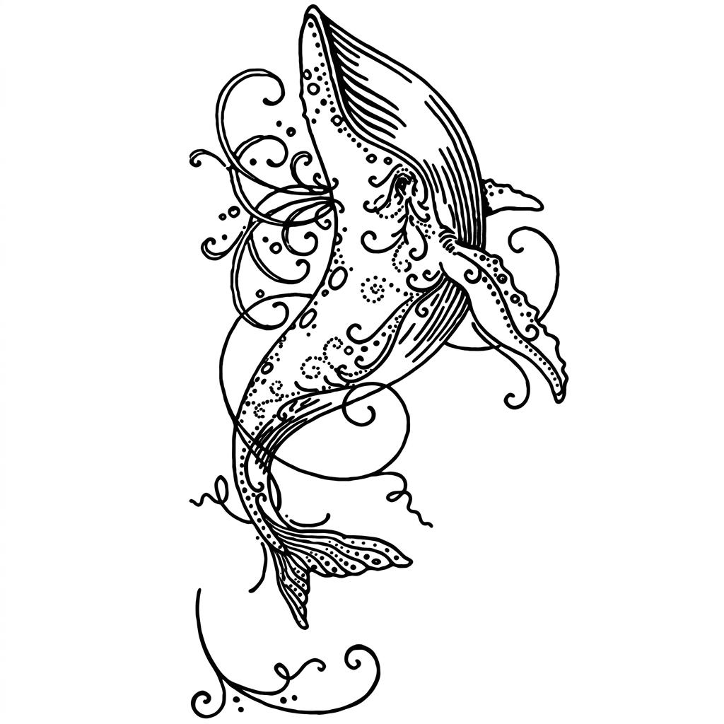 Semi-Permanent Whale Temporary Tattoo