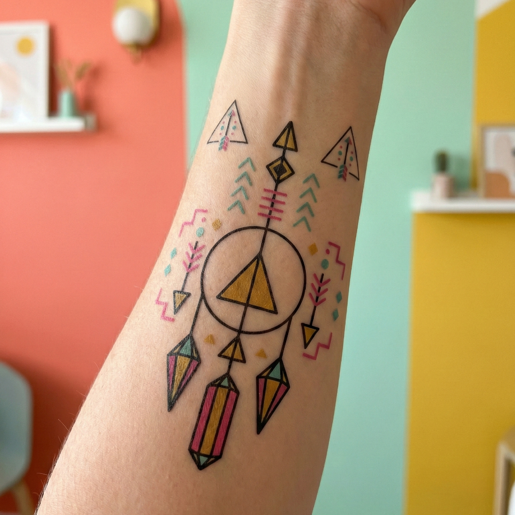 Geo-Chroma Flash Temporary Tattoo