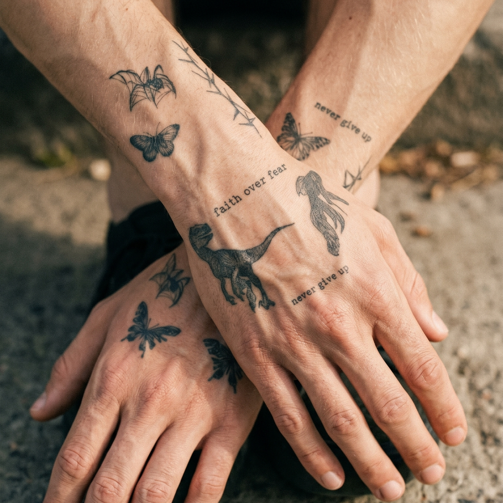 Semi-Permanent Tattoo Sticker - Gothic Butterfly, Swallow, Spider & Rose