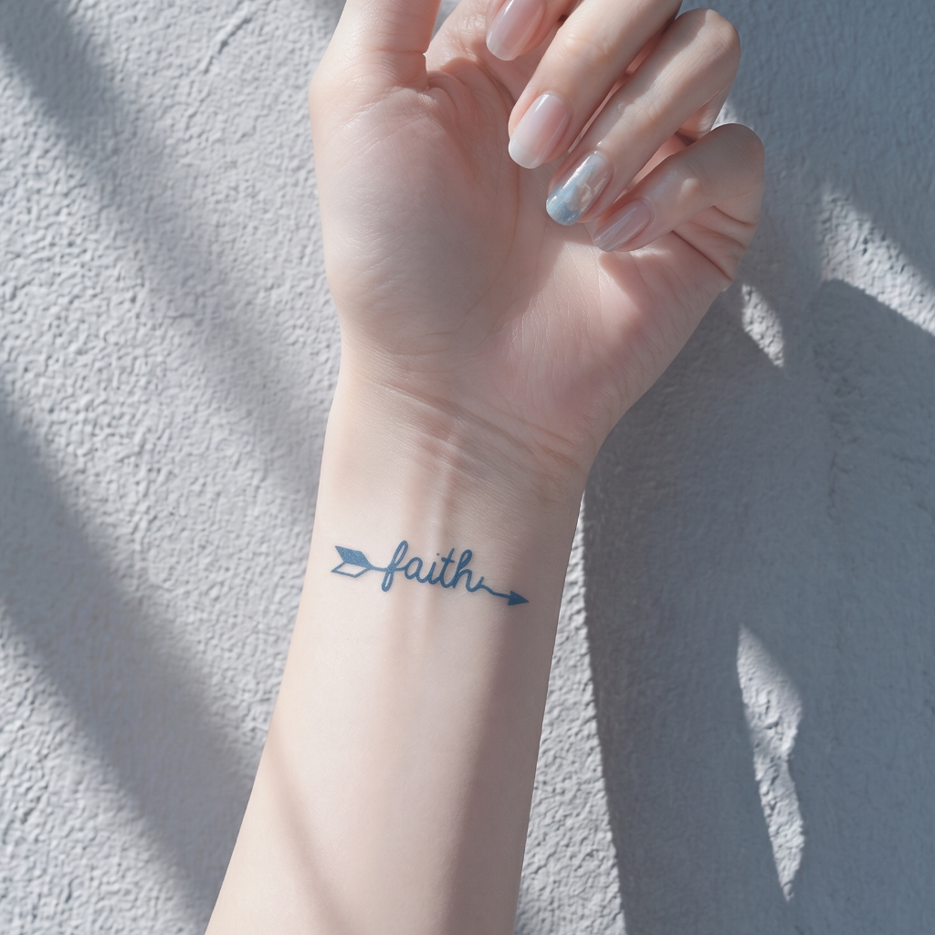 "Faith" Arrow Semi-Permanent Tattoo - Healing Minimalist