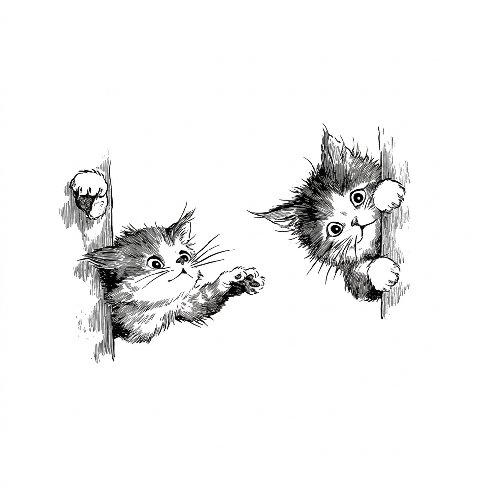 Cute Peeking Cats Temporary Tattoo