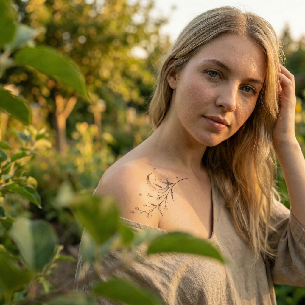 Minimalist-Celestial Flora-Temporary-tattoo