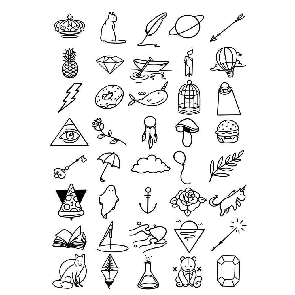 45pcs Minimalist Tiny Finger Semi-Permanent Tattoos