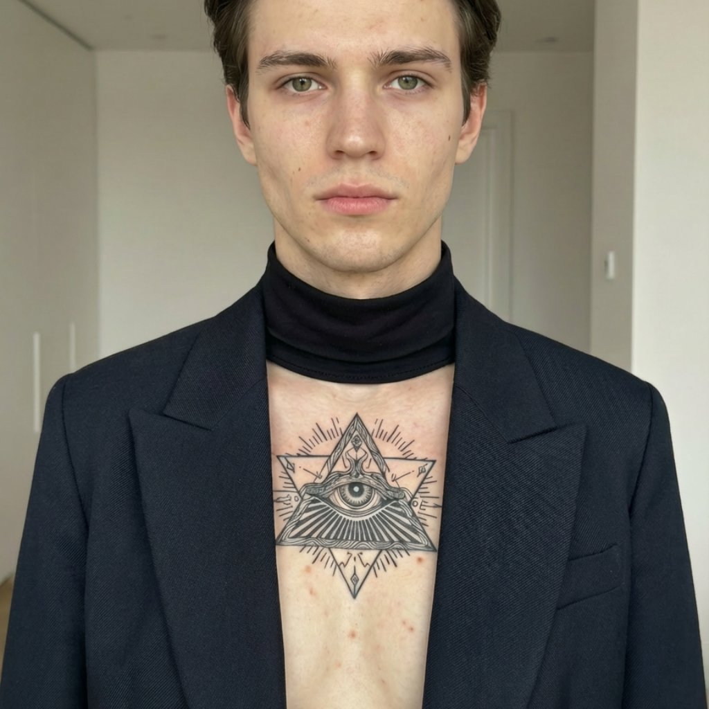 Semi-Permanent All-Seeing Eye Tattoo