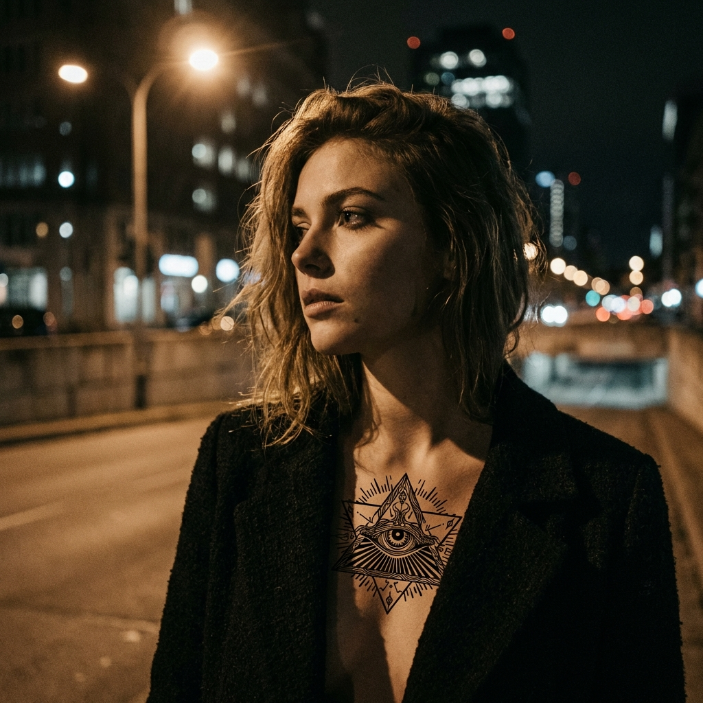 Semi-Permanent All-Seeing Eye Tattoo