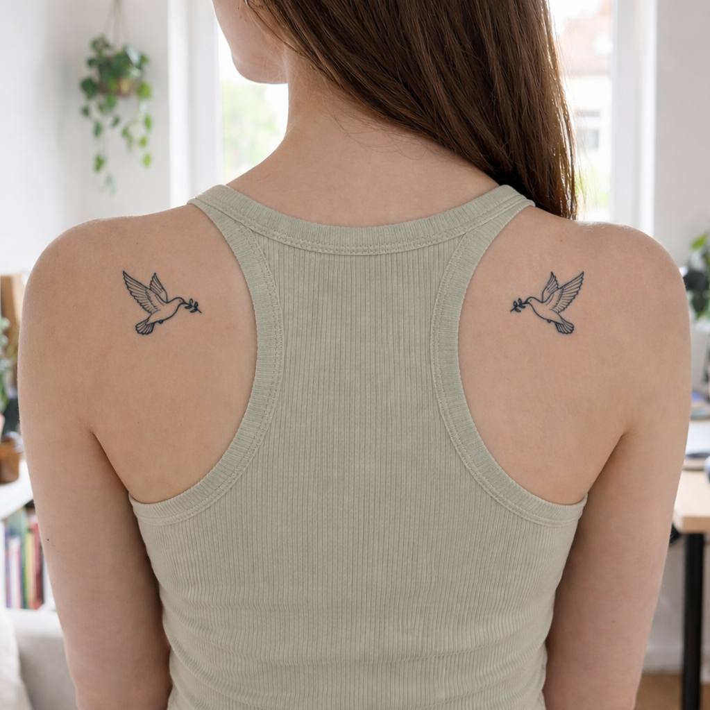 Semi-Permanent Peace Dove Temporary Tattoo