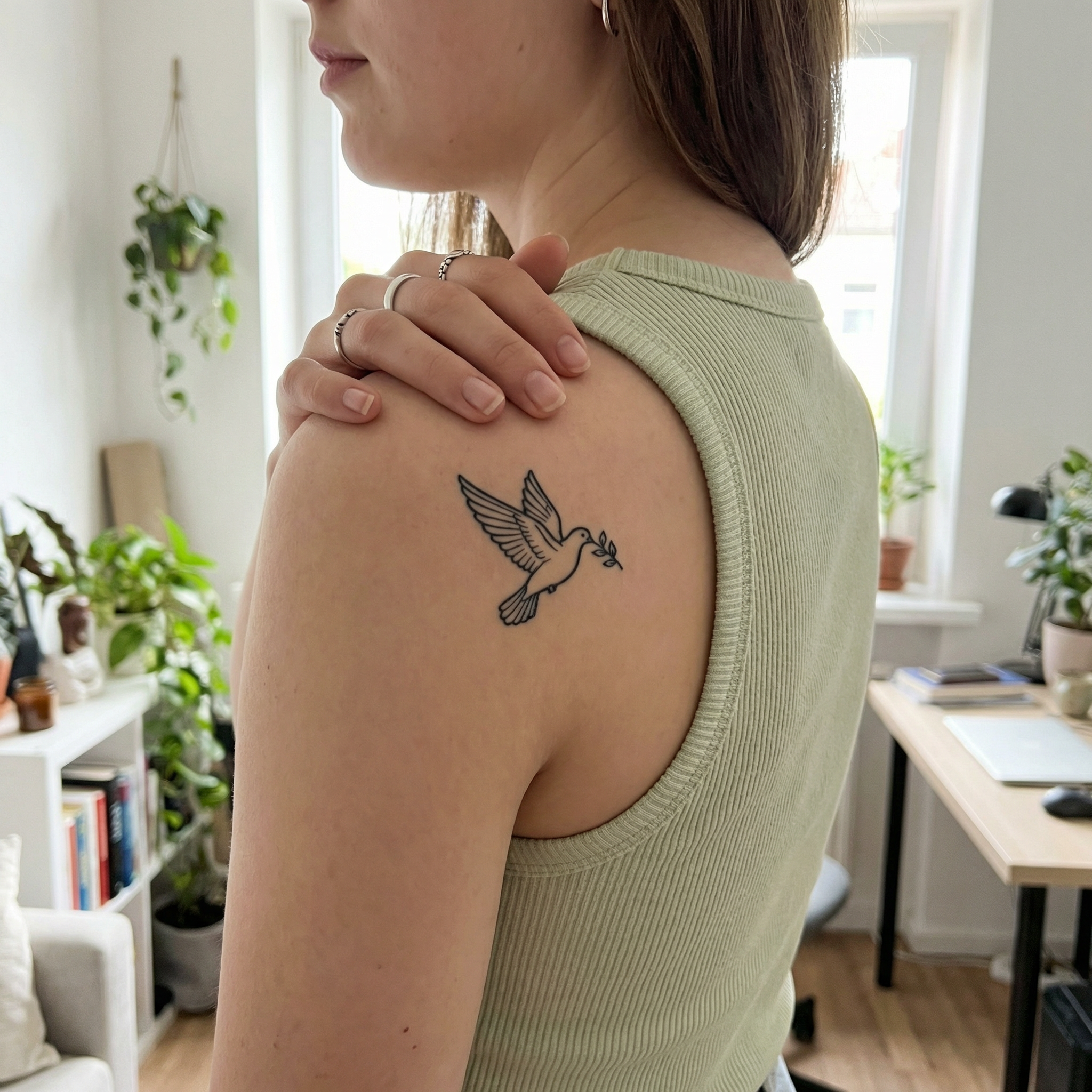 Semi-Permanent Peace Dove Temporary Tattoo