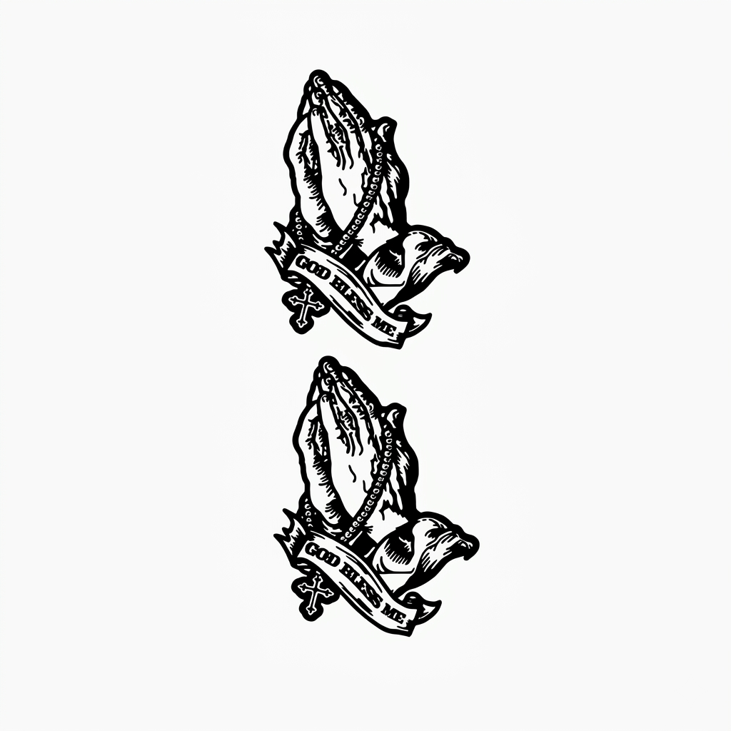 Sacred Grace Praying Hands Semi-Permanent Tattoo